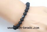 CGB9243 8mm, 10mm black lava & drum hematite power beads bracelets