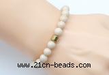 CGB9245 8mm, 10mm white fossil jasper & drum hematite power beads bracelets