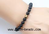 CGB9269 8mm, 10mm black agate & drum hematite power beads bracelets