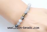 CGB9288 8mm, 10mm black rutilated quartz & drum hematite power beads bracelets