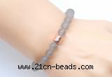 CGB9311 8mm, 10mm matte grey agate & drum hematite power beads bracelets