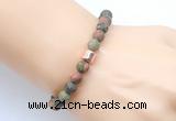 CGB9319 8mm, 10mm matte unakite & drum hematite power beads bracelets