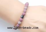 CGB9326 8mm, 10mm matte pink wooden jasper & drum hematite power beads bracelets