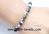 CGB9331 8mm, 10mm matte black & white jasper & drum hematite power beads bracelets