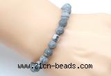 CGB9332 8mm, 10mm matte grey picture jasper & drum hematite power beads bracelets
