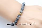 CGB9333 8mm, 10mm matte black water jasper & drum hematite power beads bracelets