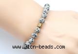 CGB9334 8mm, 10mm matte dalmatian jasper & drum hematite power beads bracelets