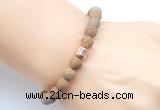 CGB9336 8mm, 10mm matte wooden jasper & drum hematite power beads bracelets