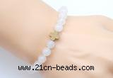 CGB9350 8mm, 10mm white jade & cross hematite power beads bracelets