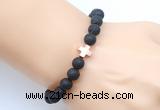 CGB9358 8mm, 10mm black lava & cross hematite power beads bracelets