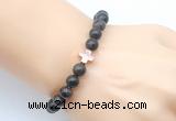 CGB9362 8mm, 10mm coffee wooden jasper & cross hematite power beads bracelets