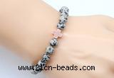 CGB9367 8mm, 10mm dalmatian jasper & cross hematite power beads bracelets