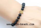 CGB9384 8mm, 10mm black agate & cross hematite power beads bracelets