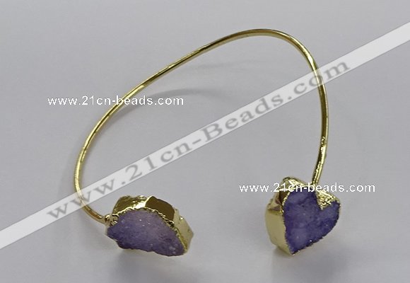 CGB939 15*20mm - 16*16mm freeform & heart druzy agate bangles