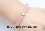 CGB9417 8mm, 10mm matte rose quartz & cross hematite power beads bracelets