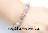 CGB9422 8mm, 10mm matte amazonite & cross hematite power beads bracelets