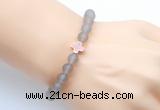 CGB9427 8mm, 10mm matte grey agate & cross hematite power beads bracelets