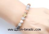 CGB9429 8mm, 10mm matte bamboo leaf agate & cross hematite power beads bracelets