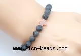 CGB9441 8mm, 10mm matte black labradorite & cross hematite power beads bracelets