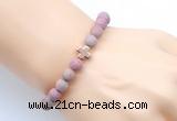 CGB9442 8mm, 10mm matte pink wooden jasper & cross hematite power beads bracelets