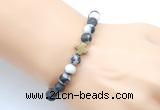 CGB9447 8mm, 10mm matte black & white jasper & cross hematite power beads bracelets