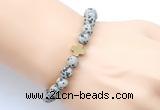 CGB9450 8mm, 10mm matte dalmatian jasper & cross hematite power beads bracelets