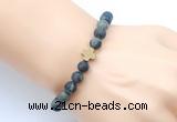 CGB9451 8mm, 10mm matte kambaba jasper & cross hematite power beads bracelets