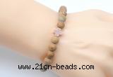 CGB9452 8mm, 10mm matte wooden jasper & cross hematite power beads bracelets