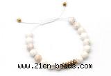 CGB9461 8mm, 10mm white howlite & rondelle hematite adjustable bracelets