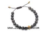 CGB9472 8mm, 10mm coffee wooden jasper & cross hematite adjustable bracelets