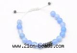 CGB9481 8mm, 10mm blue banded agate & rondelle hematite adjustable bracelets