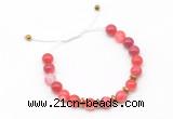 CGB9482 8mm, 10mm red banded agate & rondelle hematite adjustable bracelets