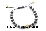 CGB9495 8mm, 10mm Tibetan agate & cross hematite adjustable bracelets