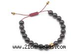 CGB9516 8mm, 10mm garnet & drum hematite adjustable bracelets