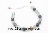 CGB9517 8mm, 10mm fluorite & cross hematite adjustable bracelets