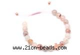 CGB9523 8mm, 10mm pink quartz & cross hematite adjustable bracelets