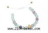 CGB9530 8mm, 10mm matte fluorite & cross hematite adjustable bracelets