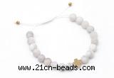 CGB9538 8mm, 10mm matte white crazy lace agate & cross hematite adjustable bracelets