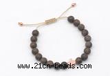 CGB9548 8mm, 10mm matte bronzite & cross hematite adjustable bracelets