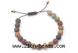 CGB9554 8mm, 10mm matte picasso jasper & cross hematite adjustable bracelets