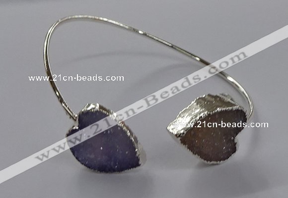 CGB959 15*15mm - 18*18mm heart druzy agate bangles wholesale