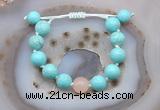 CGB9601 12mm round blue howlite & rose quartz adjustable bracelets