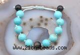 CGB9624 12mm round blue howlite & golden obsidian adjustable bracelets