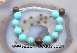 CGB9627 12mm round blue howlite & bronzite adjustable bracelets