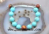 CGB9628 12mm round blue howlite & picasso jasper adjustable bracelets