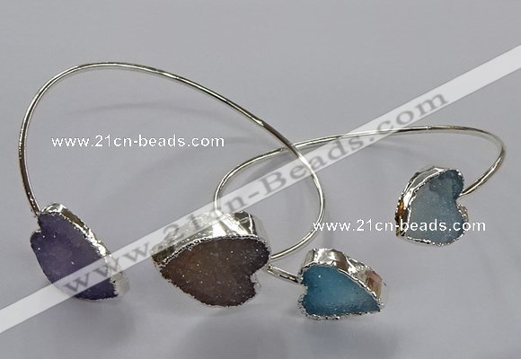 CGB965 15*15mm - 18*18mm heart druzy agate bangles wholesale