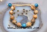 CGB9706 12mm round picture jasper & apatite adjustable bracelets