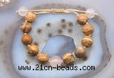 CGB9718 12mm round picture jasper & rose quartz adjustable bracelets