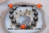 CGB9803 12mm round black labradorite & candy jade adjustable bracelets