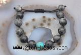 CGB9829 12mm round black labradorite & blue sea sediment jasper adjustable bracelets